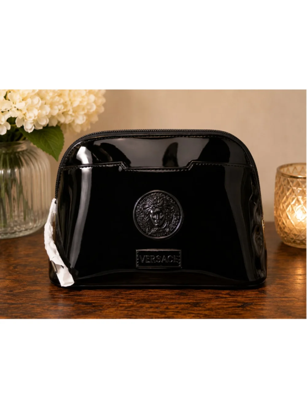 VERSACE Black Patent Leather Clutch Bag